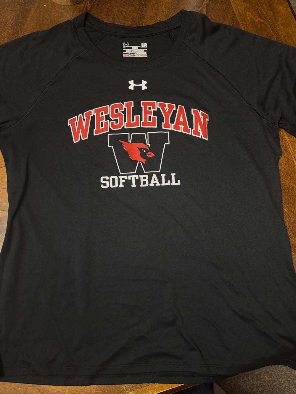 Under Armour Wesleyan Softball Black Graphic Tee, Lg